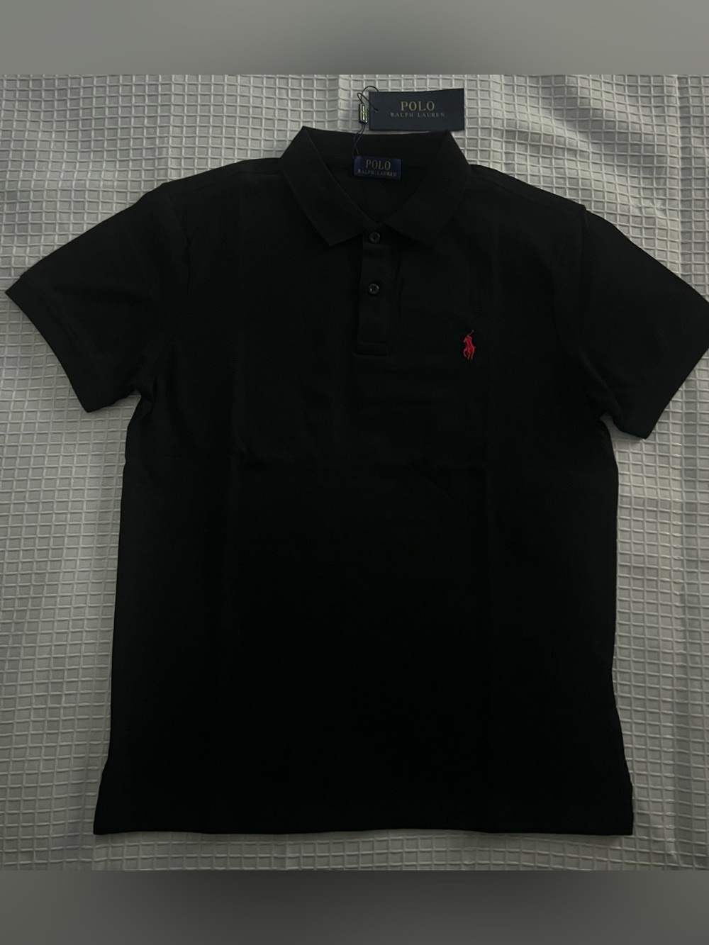 Polo by Ralph Lauren Black Short-Sleeve Polo Shirt with Red Pony Size L